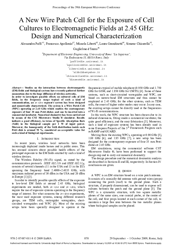 (PDF) A new wire patch cell for the exposure of cell cultures to ...