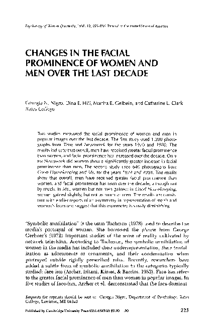 (PDF) Changes in the Facial Prominence of Women and Men Over the Last ...