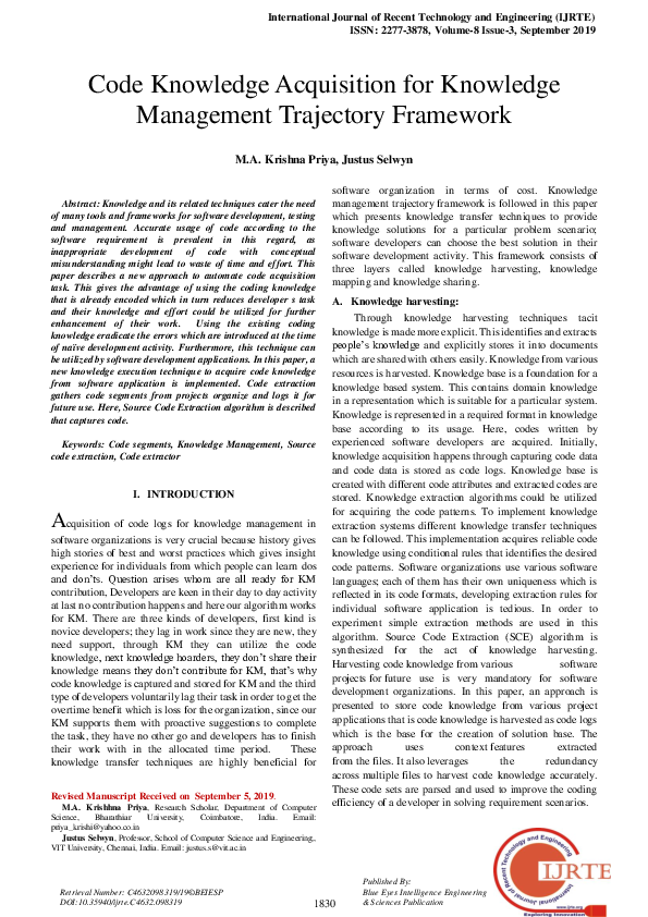 (PDF) Code Knowledge Acquisition for Knowledge Management Trajectory ...