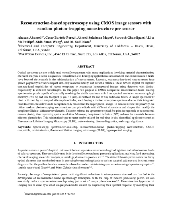 (PDF) Reconstruction-based spectroscopy using CMOS image sensors with ...