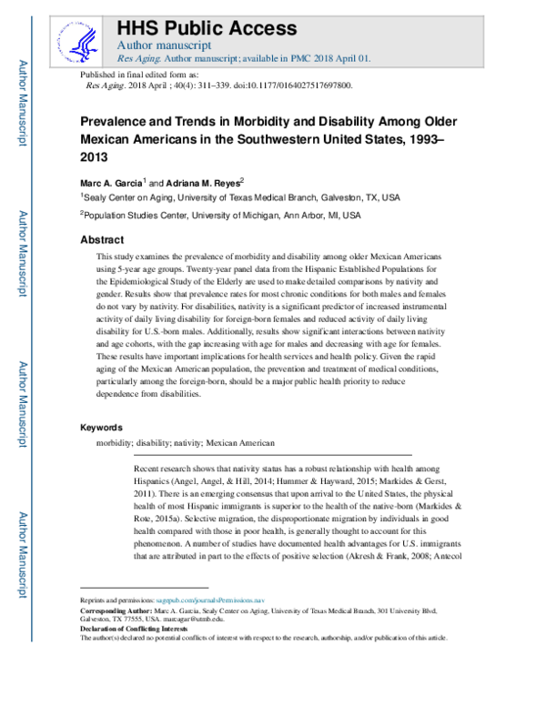 (PDF) Prevalence and Trends in Morbidity and Disability Among Older ...