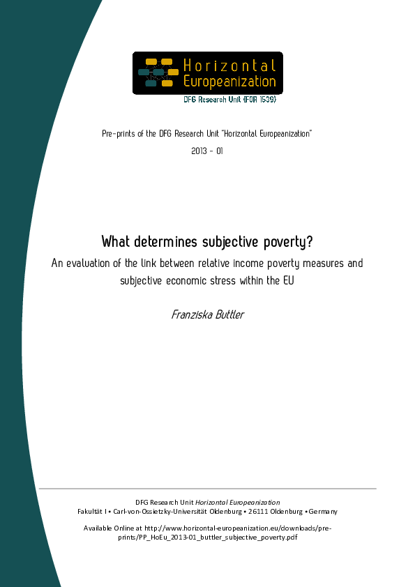 (PDF) What determines subjective poverty ? An evaluation of the link ...
