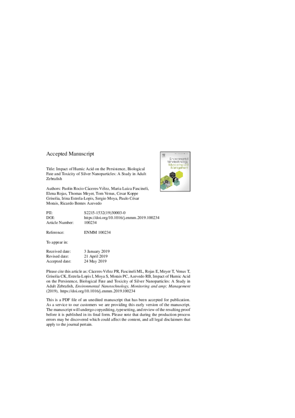 (PDF) Impact of humic acid on the persistence, biological fate and ...