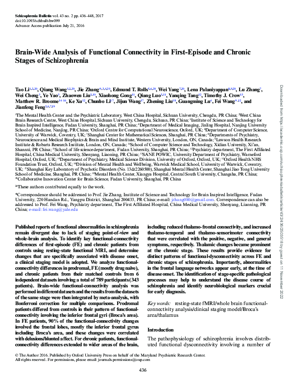 (PDF) Brain-Wide Analysis of Functional Connectivity in First-Episode ...