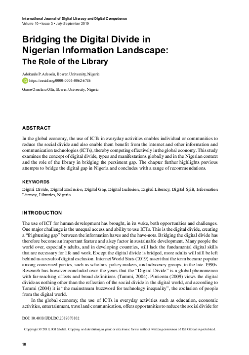 (PDF) Bridging the Digital Divide in Nigerian Information Landscape