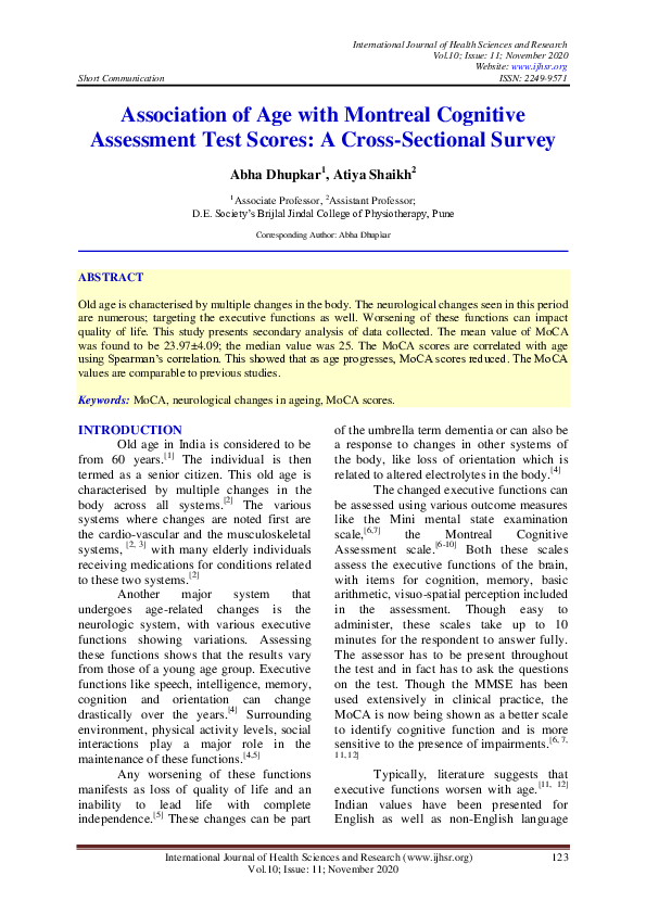 (PDF) Association of Age with Montreal Cognitive Assessment Test Scores ...