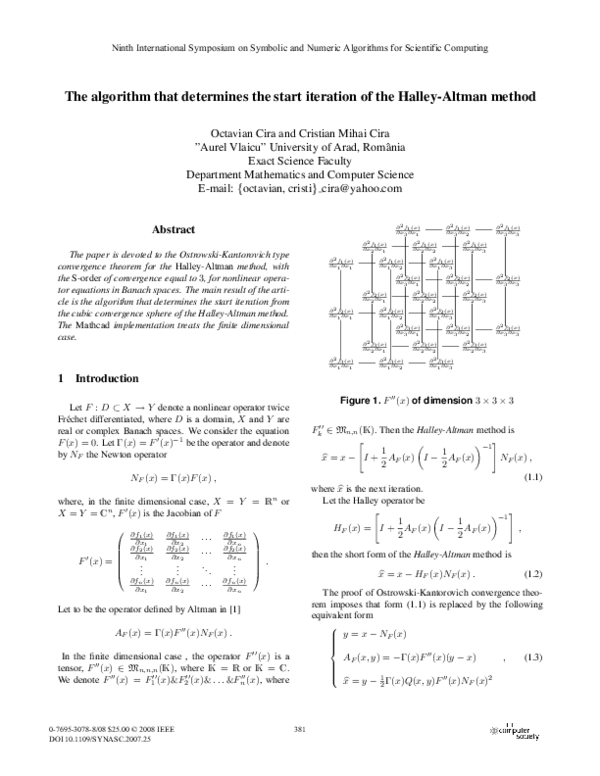 (PDF) The Algorithm that Determines the Start Iteration of the Halley ...