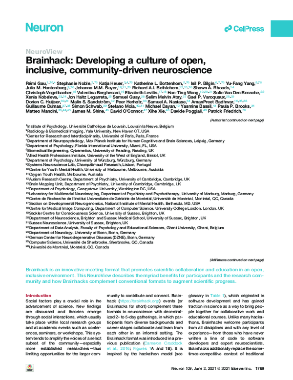 (PDF) Brainhack: Developing a culture of open, inclusive, community ...