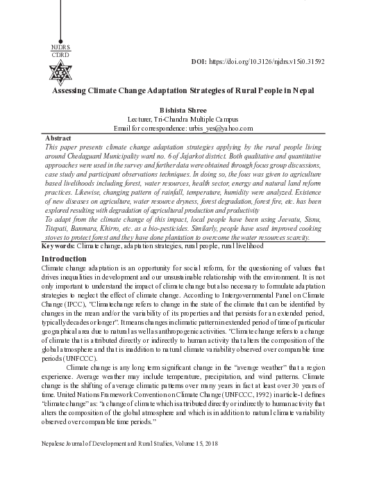 (PDF) Assessing Climate Change Adaptation Strategies of Rural People in ...