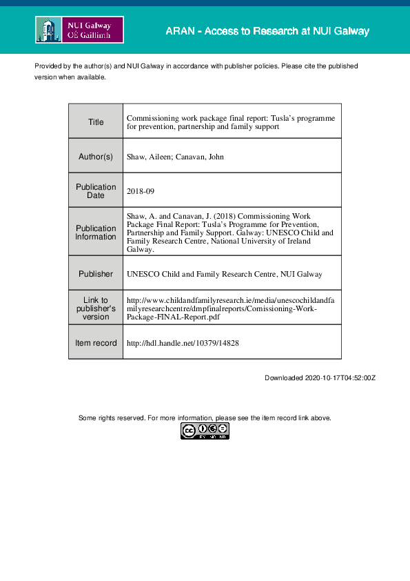 (PDF) Commissioning work package final report: Tusla’s programme for ...