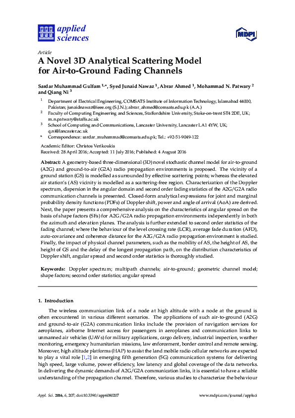 (PDF) A Novel 3D Analytical Scattering Model for Air-to-Ground Fading ...