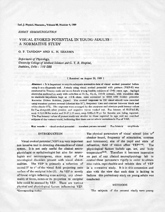 (PDF) Visual evoked potential in young adults: a normative study