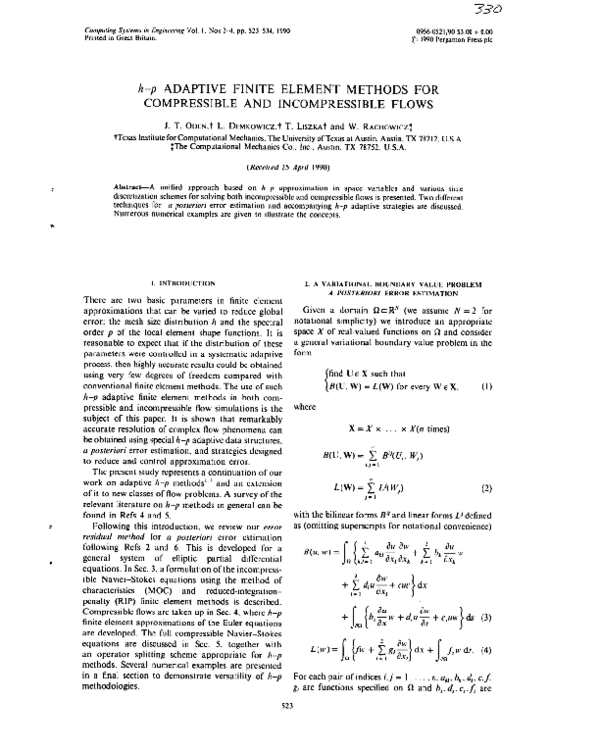 (PDF) H–P Adaptive Finite Element Methods for Compressible and ...