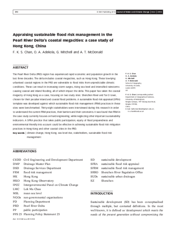 (PDF) Appraising sustainable flood risk management in the Pearl River ...