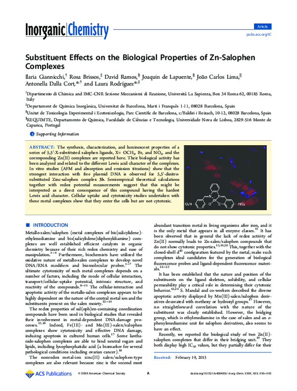 (PDF) Substituent Effects on the Biological Properties of Zn-Salophen ...