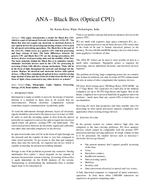 (PDF) ANA - Black Box (Optical CPU)