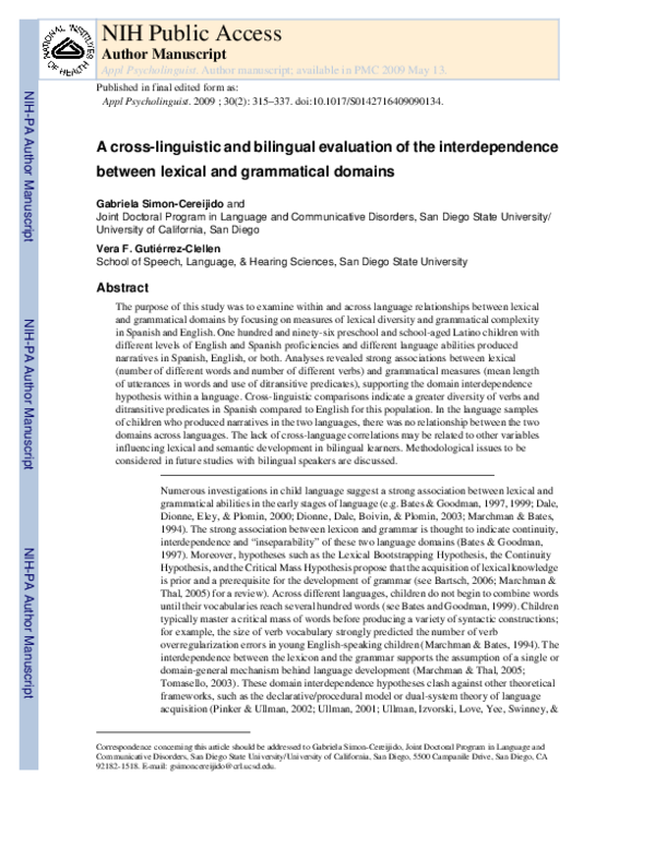 (PDF) A cross-linguistic and bilingual evaluation of the ...