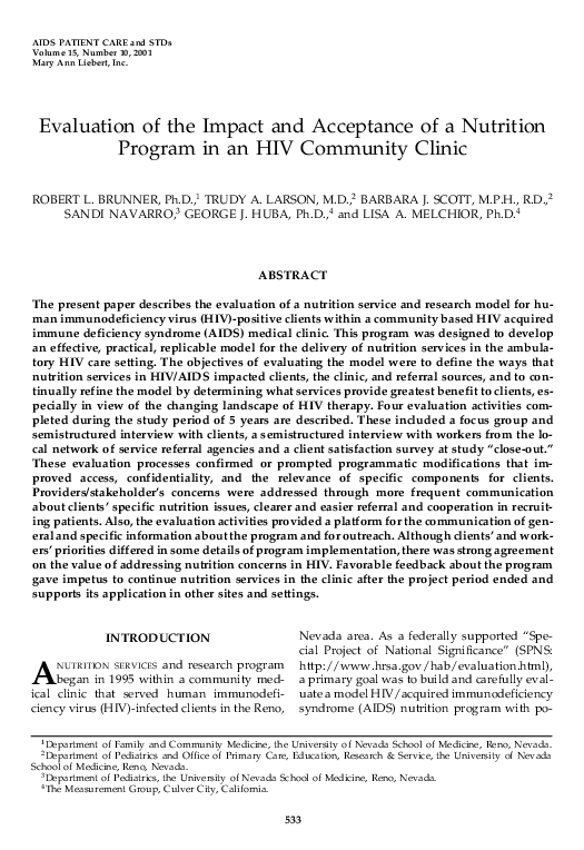 (PDF) Evaluation of the Impact and Acceptance of a Nutrition Program in ...