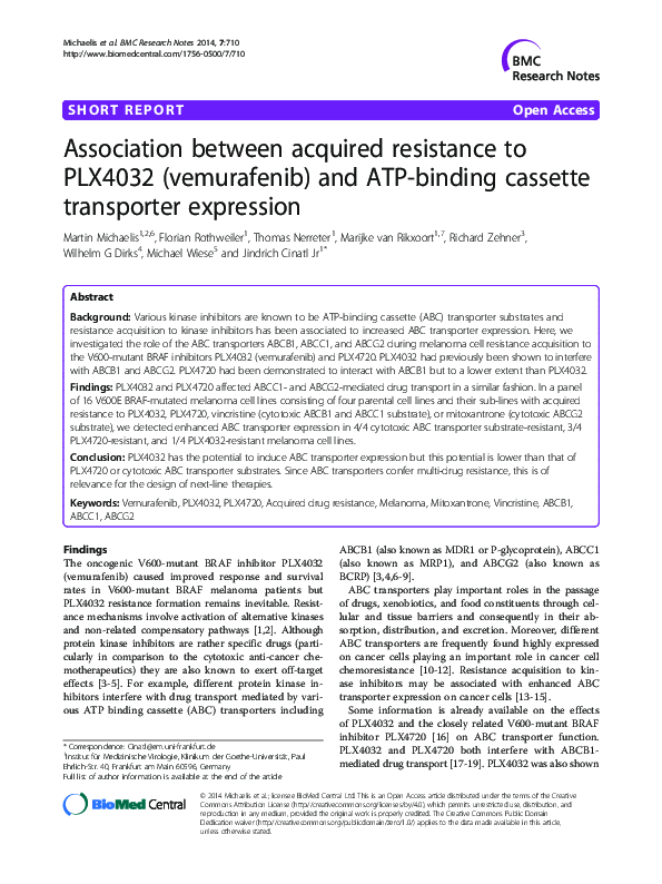 (PDF) Association between acquired resistance to PLX4032 (vemurafenib ...