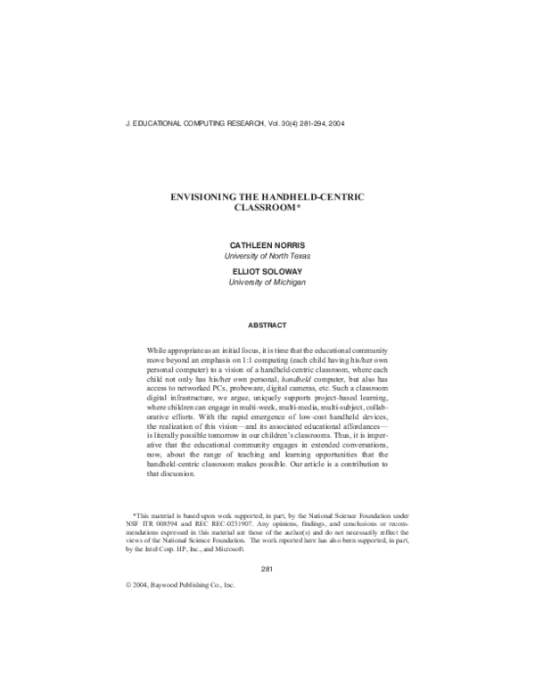 (PDF) Envisioning the Handheld-Centric Classroom | elliot soloway ...