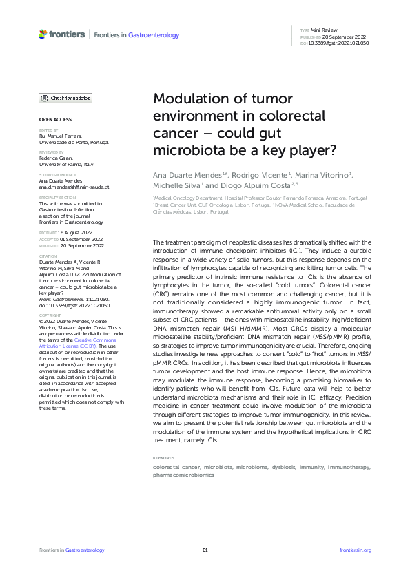 (PDF) Modulation of tumor environment in colorectal cancer – could gut ...