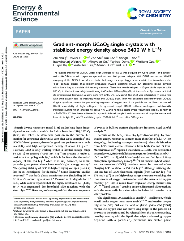 (PDF) Gradient-morph LiCoO2 single crystals with stabilized energy ...
