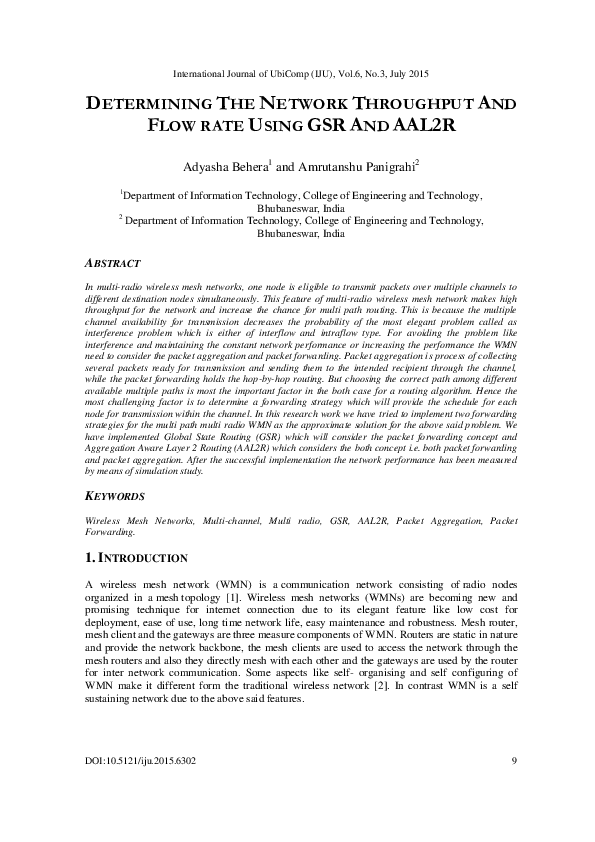 (PDF) Determining the Network Throughput and Flow Rate Using GSR and AAL2R