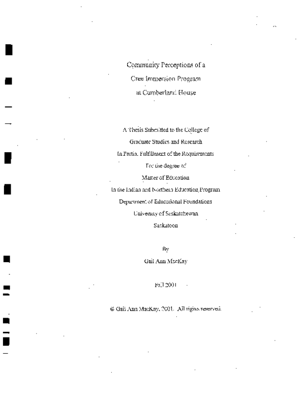 (PDF) Community perceptions of a Cree immersion program at Cumberland House