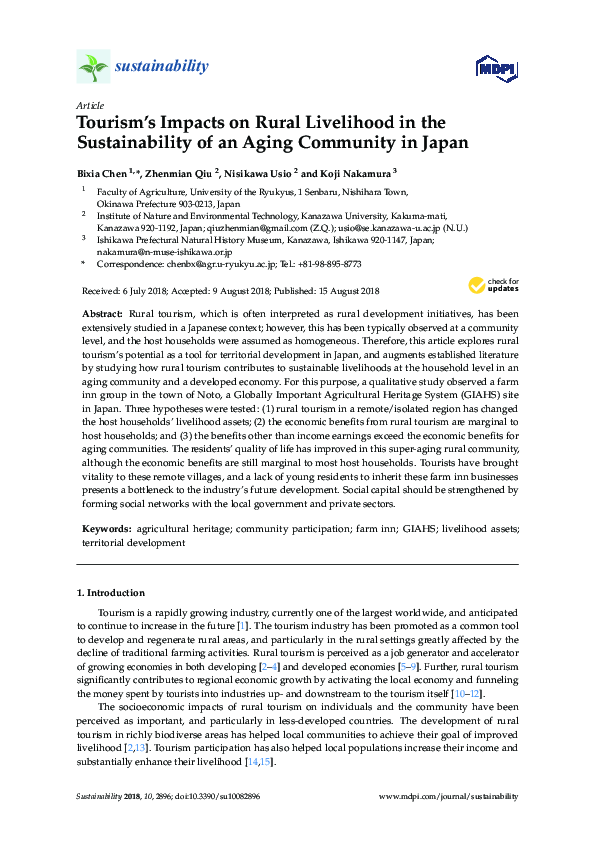 (PDF) Tourism’s Impacts on Rural Livelihood in the Sustainability of an ...