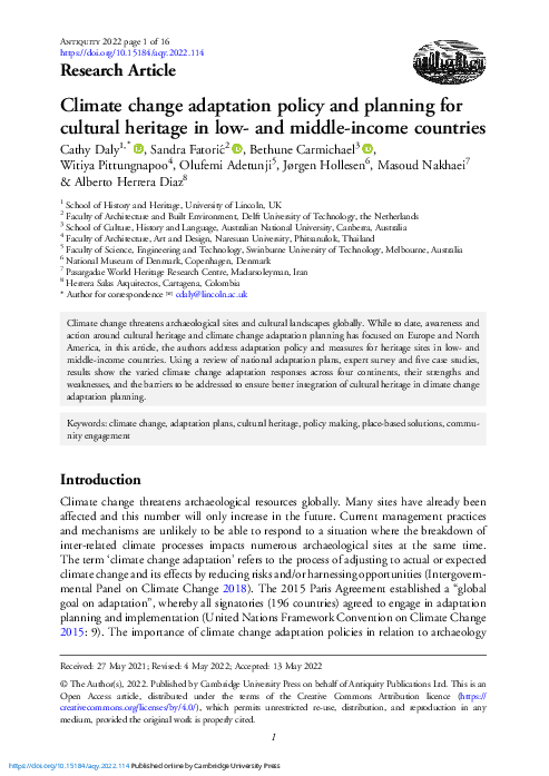 (PDF) Climate change adaptation policy and planning for cultural ...