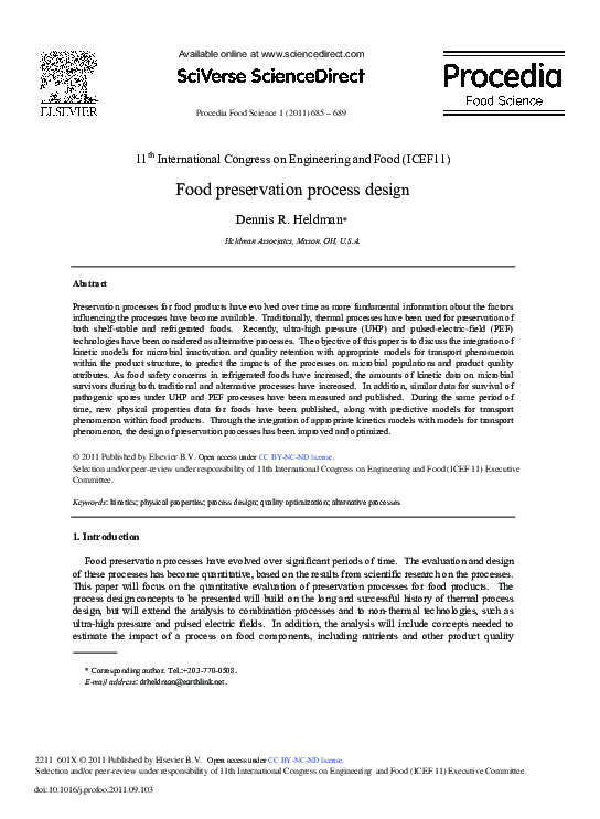 (PDF) Food preservation process design Dennis Heldman Academia.edu