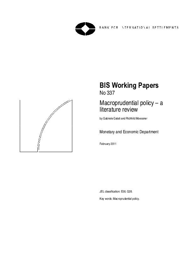 (PDF) Macroprudential Policy - a Literature Review