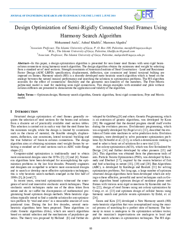 (PDF) Design Optimization of Semi-Rigidly Connected Steel Frames Using ...