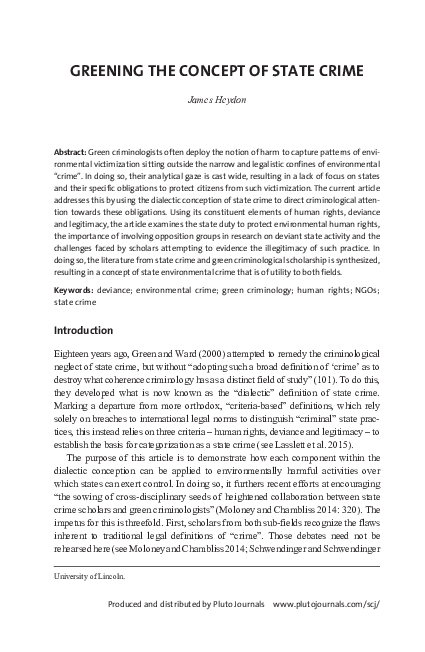 (PDF) Greening the Concept of State Crime