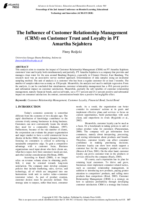 (PDF) The Influence of Customer Relationship Management (CRM) on ...