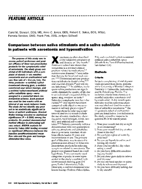 (PDF) Comparison between saliva stimulants and a saliva substitute in ...