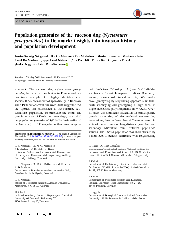(PDF) Population genomics of the raccoon dog (Nyctereutes procyonoides ...