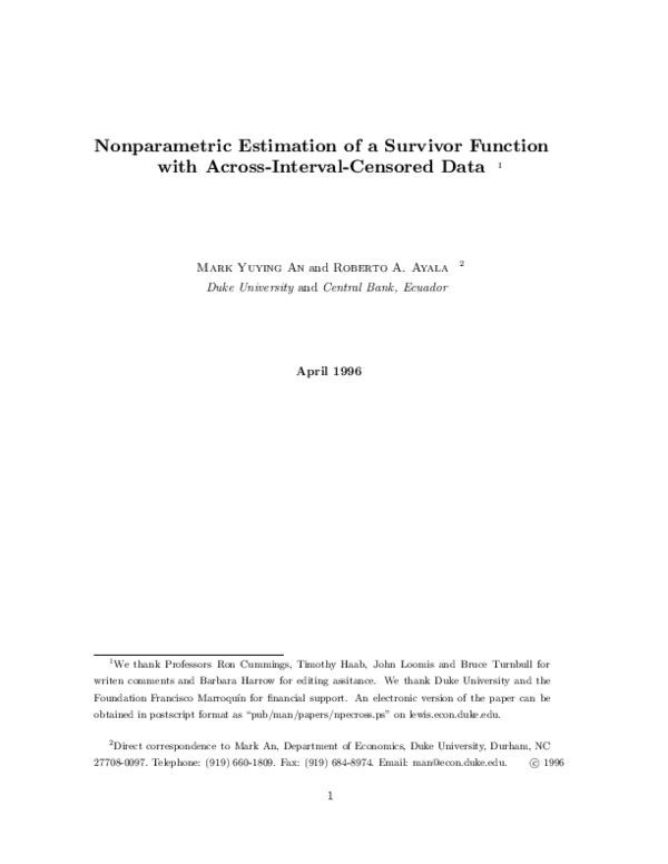 (PDF) Nonparametric Estimation of a Survivor Function with Across ...