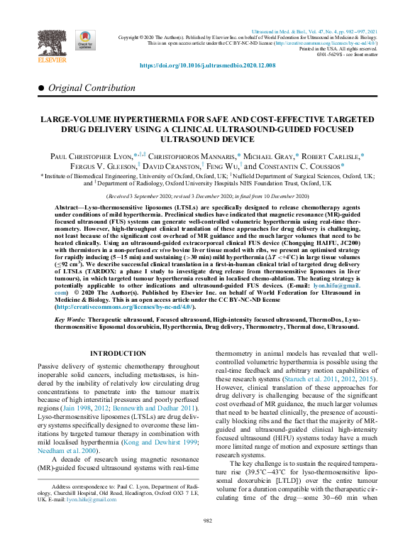 (PDF) Large-Volume Hyperthermia for Safe and Cost-Effective Targeted ...
