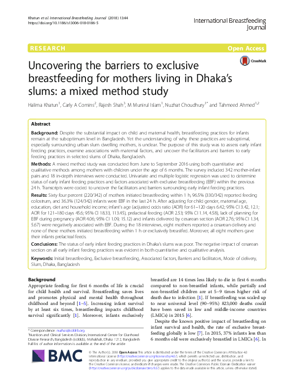 (PDF) Uncovering the barriers to exclusive breastfeeding for mothers ...