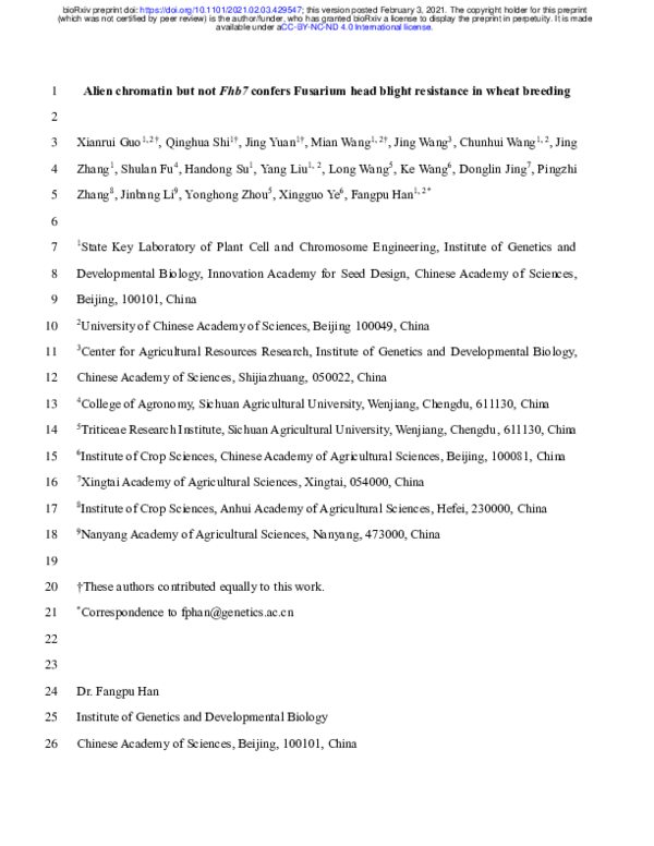 (PDF) Alien chromatin other than the GST-encoding Fhb7 candidate ...