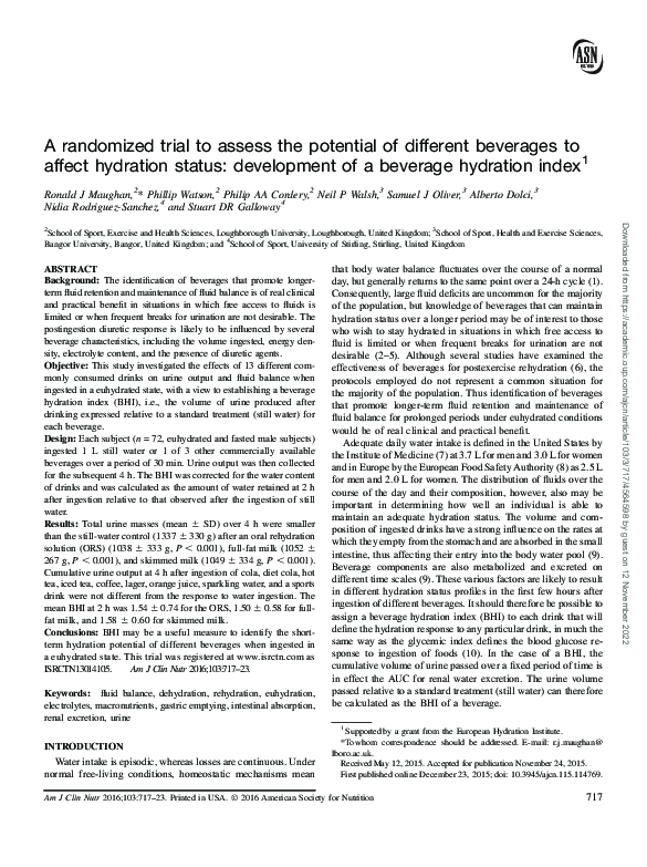 (PDF) A randomized trial to assess the potential of different beverages