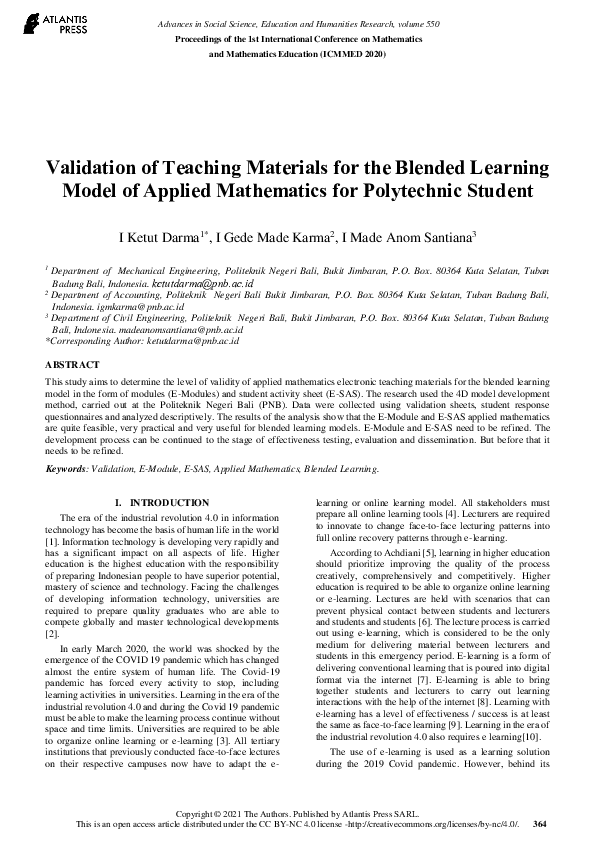 (PDF) Validation of Teaching Materials for the Blended Learning Model ...
