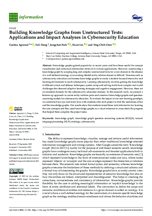 (PDF) Building Knowledge Graphs from Unstructured Texts: Applications ...
