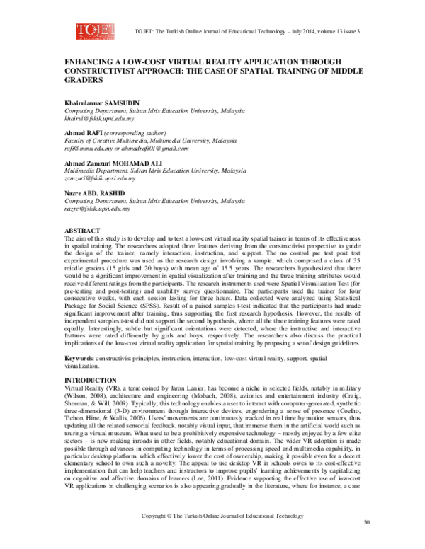 (PDF) Enhancing a low-cost virtual reality application through ...