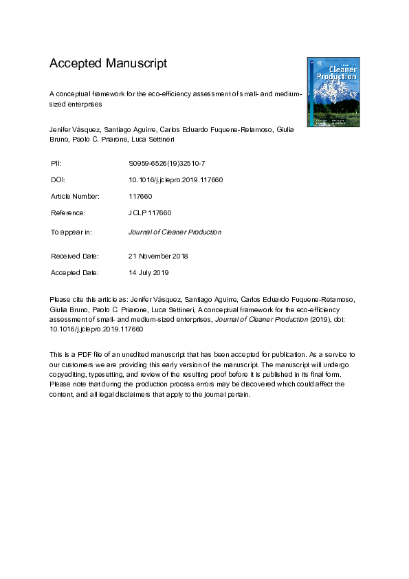 (PDF) A conceptual framework for the eco-efficiency assessment of small ...