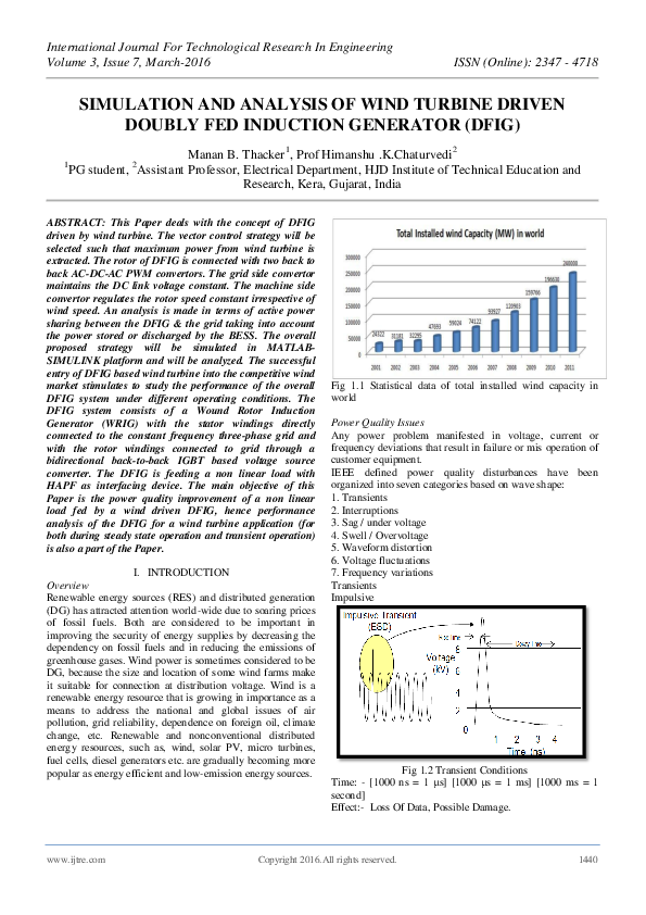 (PDF) Simulation and Analysis of Wind Turbine Driven Doubly Fed ...