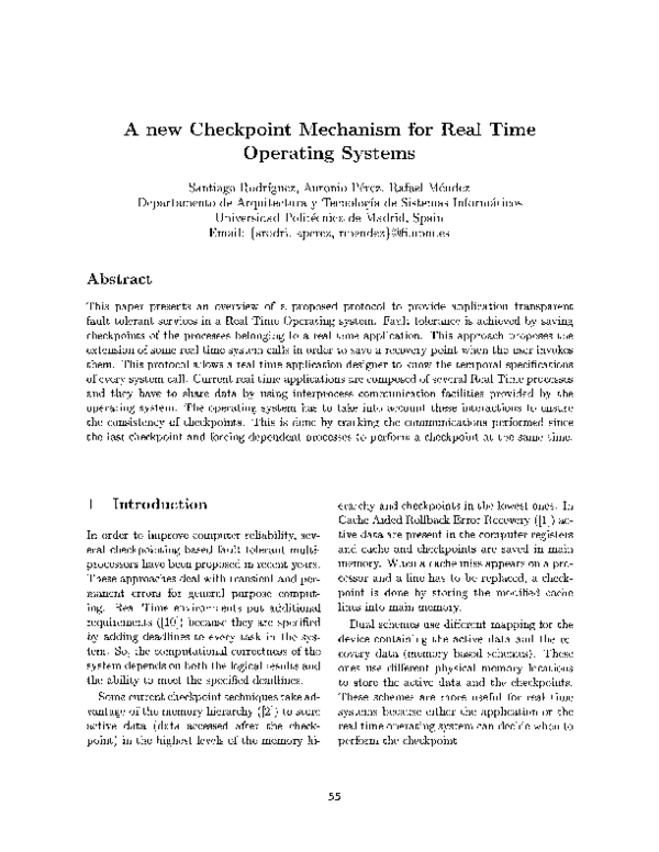 (PDF) A new checkpoint mechanism for real time operating systems