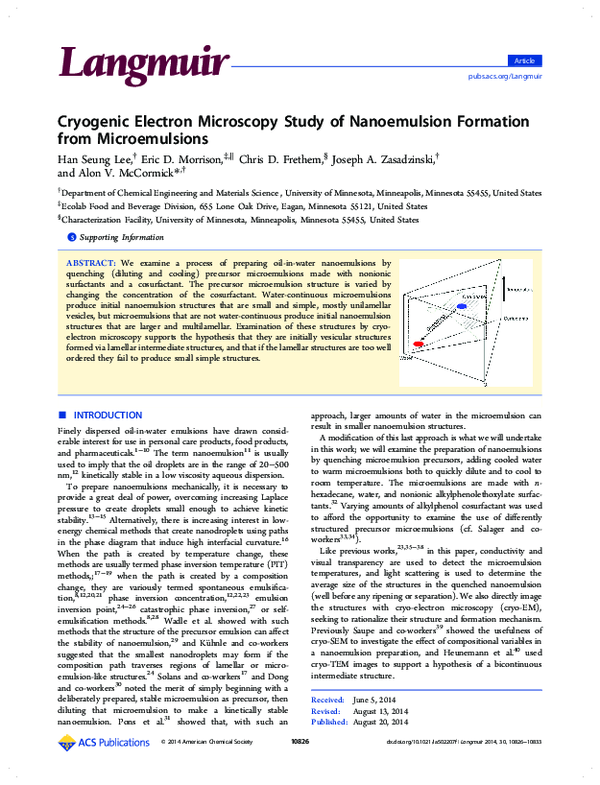(PDF) Cryogenic Electron Microscopy Study of Nanoemulsion Formation ...
