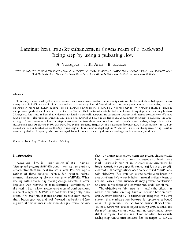 (PDF) Laminar heat transfer enhancement downstream of a backward facing ...